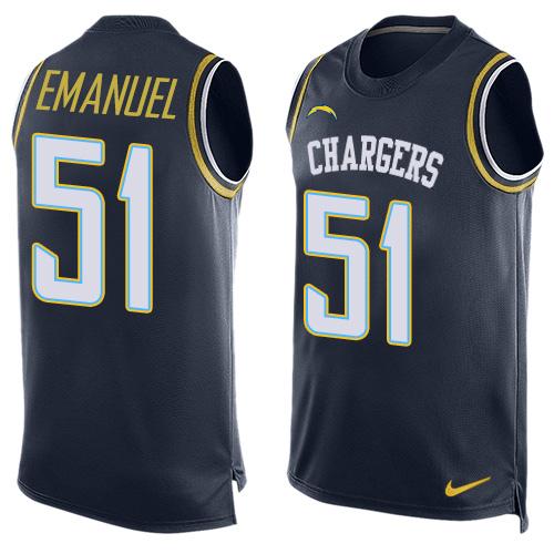 Nike Chargers #51 Kyle Emanuel Navy Blue Team Color Men's Stitched NFL Limited Tank Top Jersey Nike Chargers #51 Kyle Emanuel Navy Blue Team Color Men's Stitched NFL Limited Tank Top Jersey