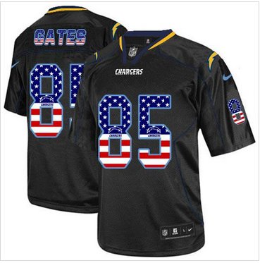 NEW San Diego Chargers #85 Antonio Gates Black NFL Elite USA Flag Fashion Jersey