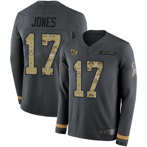 Giants #17 Daniel Jones Anthracite Salute to Service Men's Stitched Football Limited Therma Long Sleeve Jersey Giants #17 Daniel Jones Anthracite Salute to Service Men's Stitched Football Limited Therma Long Sleeve Jersey