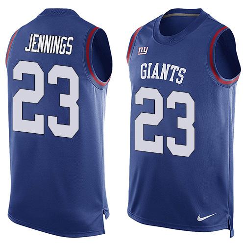 Nike Giants #23 Rashad Jennings Royal Blue Team Color Men's Stitched NFL Limited Tank Top Jersey Nike Giants #23 Rashad Jennings Royal Blue Team Color Men's Stitched NFL Limited Tank Top Jersey