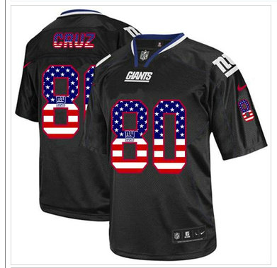 NEW New York Giants #80 Victor Cruz Black NFL Elite USA Flag Fashion Jersey
