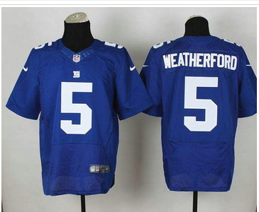 New York Giants #5 Steve Weatherford Royal Blue Team Color NFL Elite Jersey