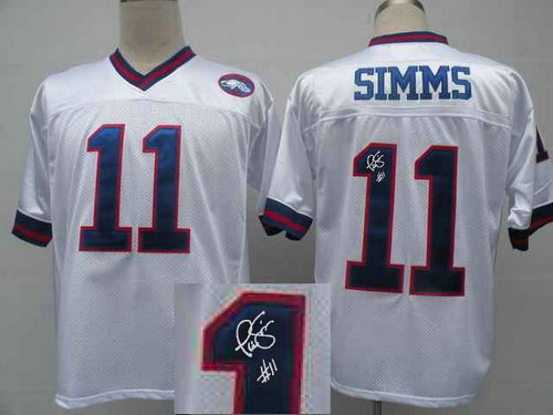New York Giants 11# Phil Simms white throwback Jersey(Signed Elite)