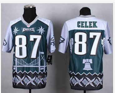 New Philadelphia Eagles #87 Brent Celek Midnight Green NFL Elite Noble Fashion Jersey