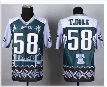 New Philadelphia Eagles #58 Trent Cole Midnight Green NFL Elite Noble Fashion Jersey