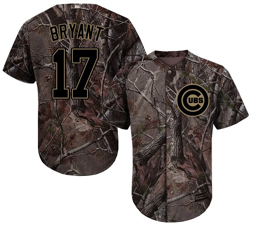 Cubs #17 Kris Bryant Camo Realtree Collection Cool Base Stitched Baseball Jersey