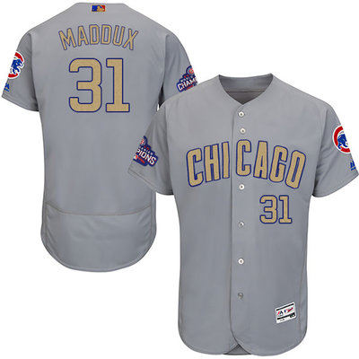 Cubs #31 Greg Maddux World Series Champions Gold Program Flexbase Jersey