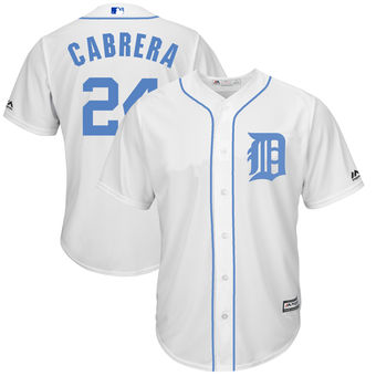 Men's Detroit Tigers Miguel Cabrera Majestic White Father's Day Cool Base Replica Jersey
