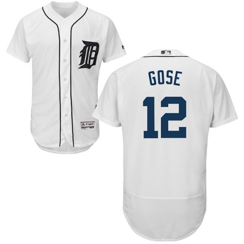Tigers #12 Anthony Gose White Flexbase Authentic Collection Stitched MLB Jersey