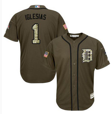Tigers #1 Jose Iglesias Green Salute to Service Stitched MLB Jersey