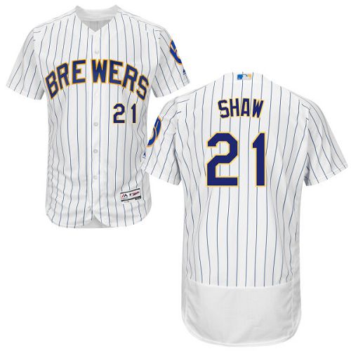 Brewers #21 Travis Shaw White Strip Flexbase Authentic Collection Stitched MLB Jersey Brewers #21 Travis Shaw White Strip Flexbase Authentic Collection Stitched MLB Jersey