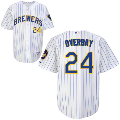 Milwaukee Brewers #24Lyle Overbay Authentic Personalized Alternate Home White Jersey
