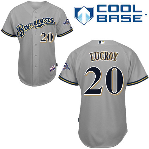 Milwaukee Brewers #20Jonathan Lucroy Authentic Personalized Road Gray Jersey