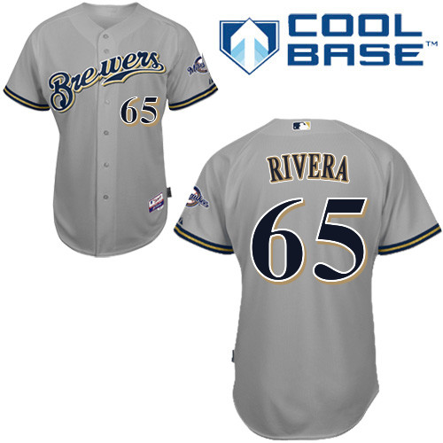 Milwaukee Brewers #65Yadiel Rivera Authentic Personalized Road Gray Jersey