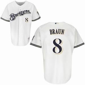Milwaukee Brewers 8 Ryan Brau white