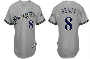 Milwaukee Brewers 8 Ryan Braun Baseball Grey Jerseys