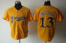Milwaukee Brewers Zack Greinke Alternate Jersey #13 Gold Yellow