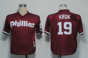 Philadelphia Phillies 19 Kruk Red throwback Jersey