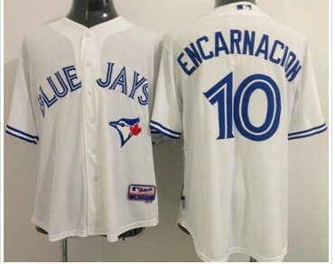 Toronto Blue Jays #10 Edwin Encarnacion White Stitched Baseball Jersey