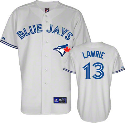 Brett #13 Lawrie Jersey Majestic White Toronto Blue Jays Jersey