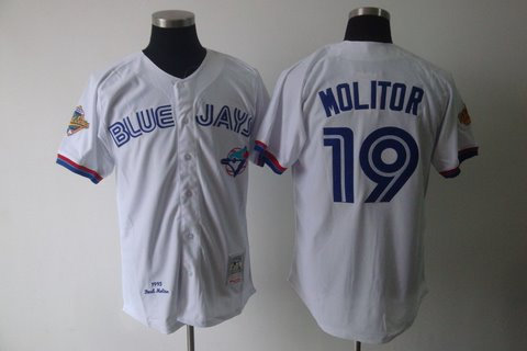 Toronto Blue Jays 19 Paul Molitor white MitchellandNess Throwback Jerseys