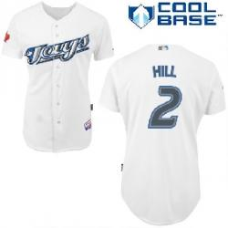 Toronto Blue Jays #2 Aaron Hill white cool base Stitched MLB Jersey