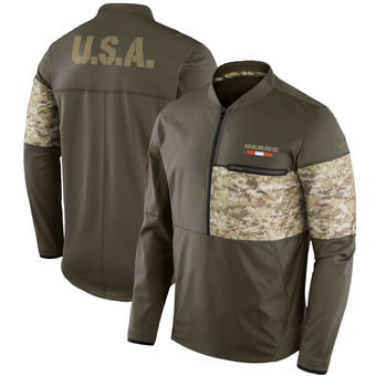 Nike Bears Olive Salute to Service Sideline Hybrid Half-Zip Pullover Jacket