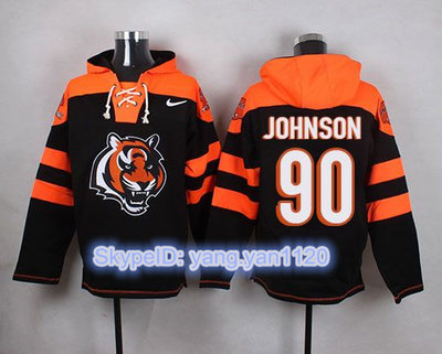 Nike Bengals #90 Michael Johnson Black Player Pullover NFL Hoodie