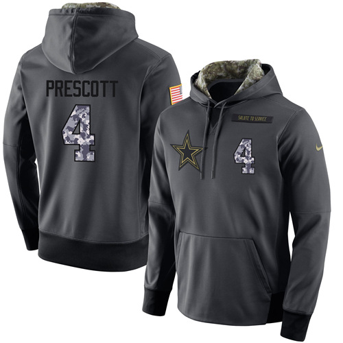 NFL Men's Nike Dallas Cowboys #4 Dak Prescott Stitched Black Anthracite Salute to Service Player Performance Hoodie NFL Men's Nike Dallas Cowboys #4 Dak Prescott Stitched Black Anthracite Salute to Service Player Performance Hoodie
