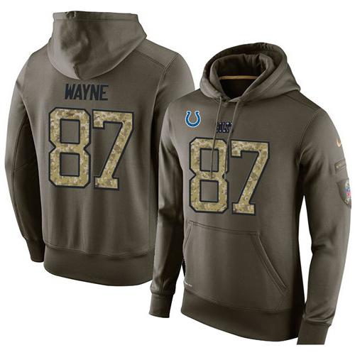 NFL Men's Nike Indianapolis Colts #87 Reggie Wayne Stitched Green Olive Salute To Service KO Performance Hoodie NFL Men's Nike Indianapolis Colts #87 Reggie Wayne Stitched Green Olive Salute To Service KO Performance Hoodie