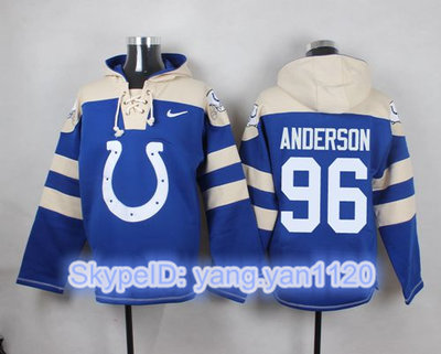 Nike Colts #96 Henry Anderson Royal Blue Player Pullover NFL Hoodie
