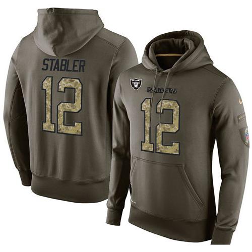 NFL Men's Nike Oakland Raiders #12 Kenny Stabler Stitched Green Olive Salute To Service KO Performance Hoodie NFL Men's Nike Oakland Raiders #12 Kenny Stabler Stitched Green Olive Salute To Service KO Performance Hoodie