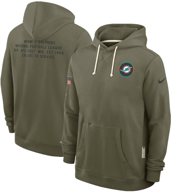Men's Miami Dolphins Olive 2025 Salute to Service Pullover Hoodie Men's Miami Dolphins Olive 2025 Salute to Service Pullover Hoodie