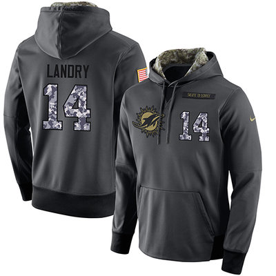 NFL Men's Nike Miami Dolphins #14 Jarvis Landry Stitched Black Anthracite Salute to Service Player Performance Hoodie NFL Men's Nike Miami Dolphins #14 Jarvis Landry Stitched Black Anthracite Salute to Service Player Performance Hoodie