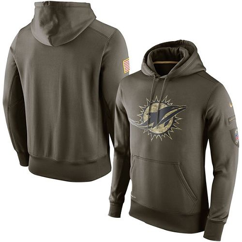 Men's Miami Dolphins Nike Olive Salute To Service KO Performance Hoodie Men's Miami Dolphins Nike Olive Salute To Service KO Performance Hoodie