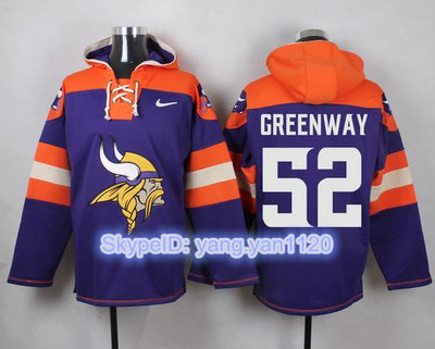 Nike Vikings #52 Chad Greenway Purple Player Pullover NFL Hoodie