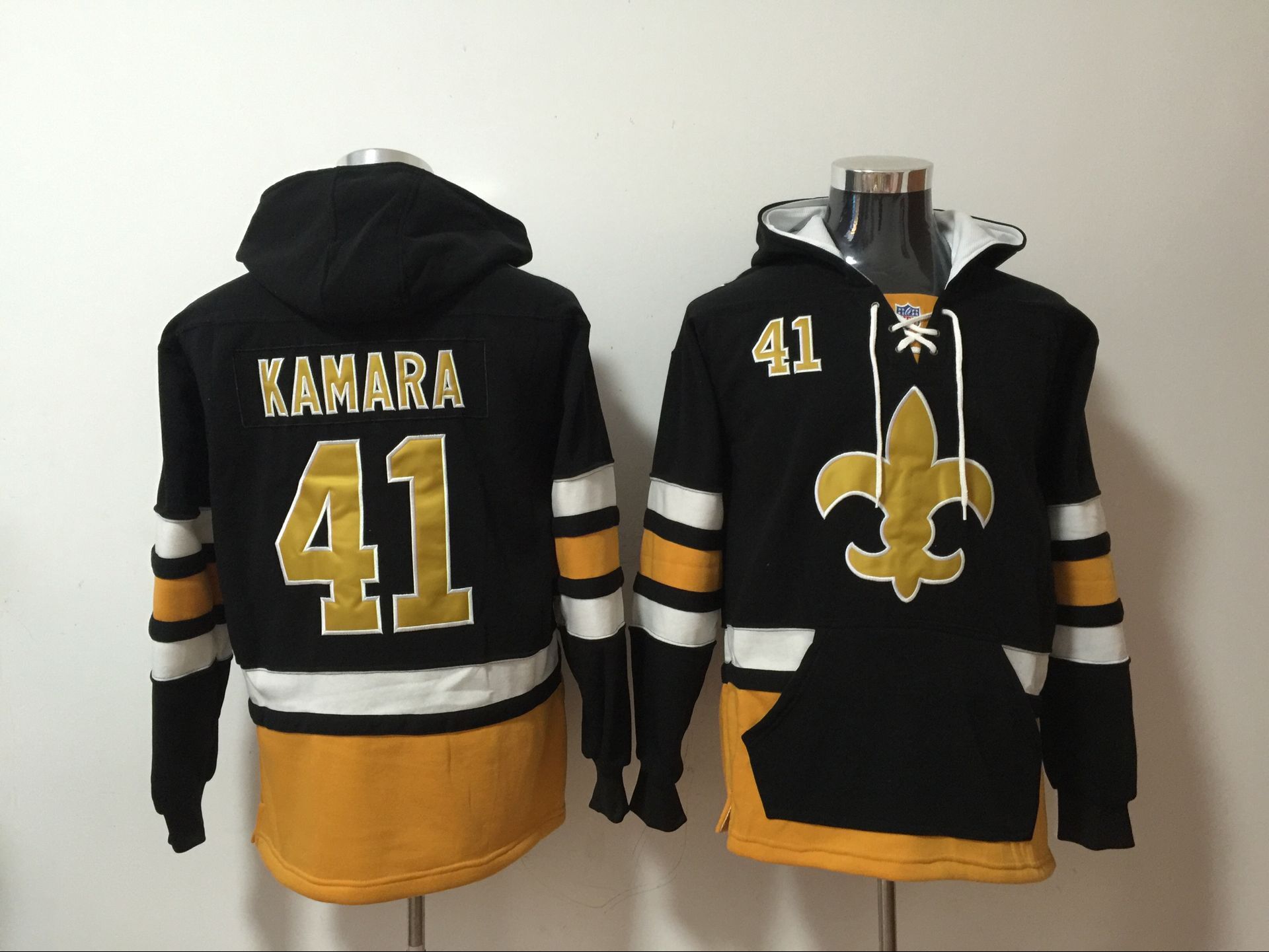 Nike Saints 41 Alvin Kamara Black All Stitched Hooded Sweatshirt Nike Saints 41 Alvin Kamara Black All Stitched Hooded Sweatshirt