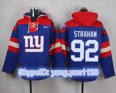 Nike Giants #92 Michael Strahan Royal Blue Player Pullover NFL Hoodie