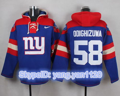 Nike Giants #58 Owa Odighizuwa Royal Blue Player Pullover NFL Hoodie