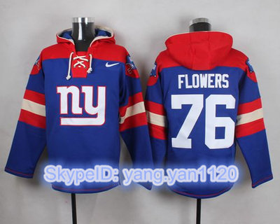 Nike Giants #76 Ereck Flowers Royal Blue Player Pullover NFL Hoodie