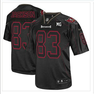 NEW Buccaneers #83 Vincent Jackson Lights Out Black With MG Patch Stitched NFL Elite Jersey