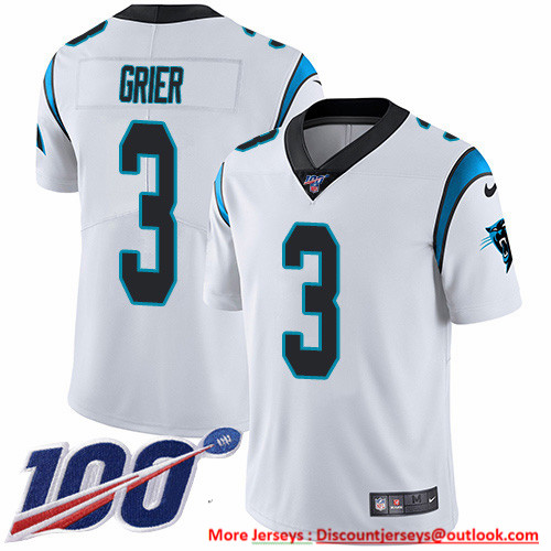 Nike Panthers #3 Will Grier White Men's Stitched NFL 100th Season Vapor Untouchable Limited Jersey