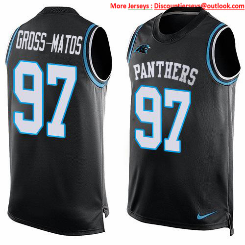 Nike Panthers #97 Yetur Gross-Matos Black Team Color Men's Stitched NFL Limited Tank Top Jersey Nike Panthers #97 Yetur Gross-Matos Black Team Color Men's Stitched NFL Limited Tank Top Jersey