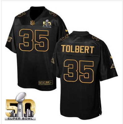 Nike Panthers #35 Mike Tolbert Black Super Bowl 50 Men's Stitched NFL Elite Pro Line Gold Collection Jersey