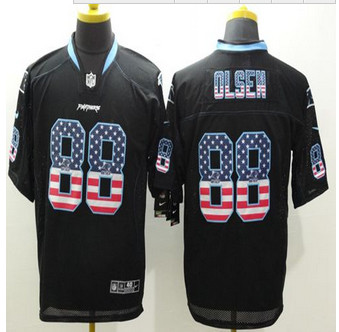 New Carolina Panthers #88 Greg Olsen Black Men's Stitched NFL Elite USA Flag Fashion Jersey