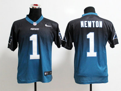 NEW Carolina Panthers 1 Cam Newton Black Blue Drift Fashion II Elite NFL Jerseys