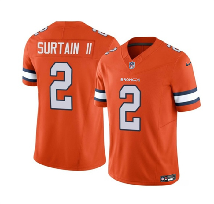 Men's Denver Broncos #2 Pat Surtain II Orange 2023 F.U.S.E. Vapor Untouchable Stitched Jersey Men's Denver Broncos #2 Pat Surtain II Orange 2023 F.U.S.E. Vapor Untouchable Stitched Jersey