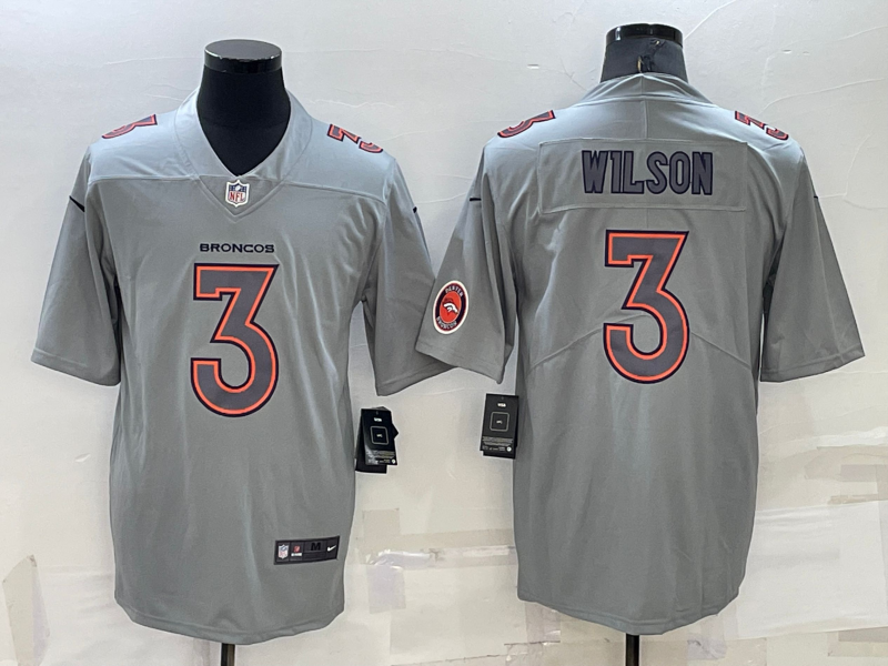 Men's Denver Broncos #3 Russell Wilson Grey Atmosphere Fashion Stitched Jersey Men's Denver Broncos #3 Russell Wilson Grey Atmosphere Fashion Stitched Jersey