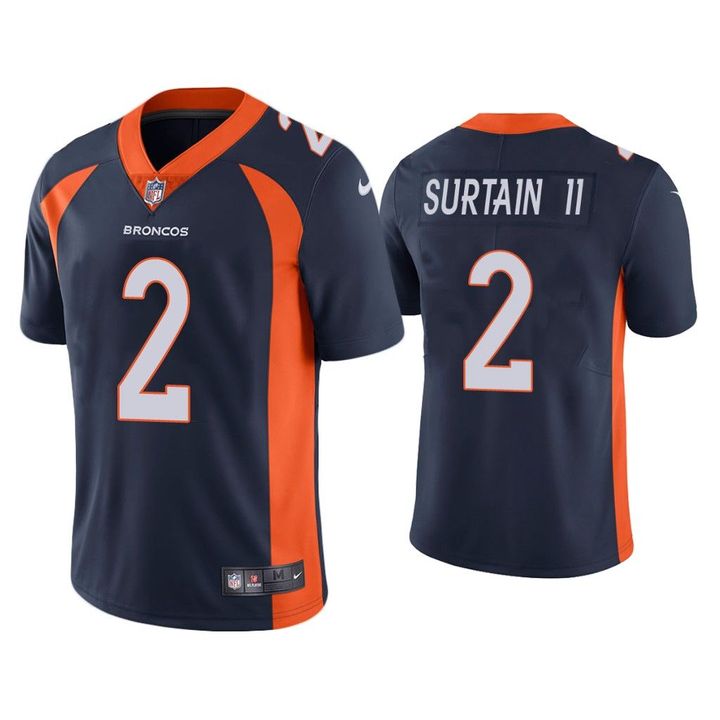 Men's Denver Broncos #2 Patrick Surtain II Navy 2021 NFL Draft Vapor Limited Jersey Men's Denver Broncos #2 Patrick Surtain II Navy 2021 NFL Draft Vapor Limited Jersey