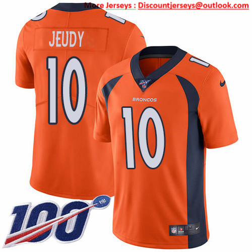 Nike Broncos #10 Jerry Jeudy Orange Team Color Men's Stitched NFL 100th Season Vapor Untouchable Limited Jersey